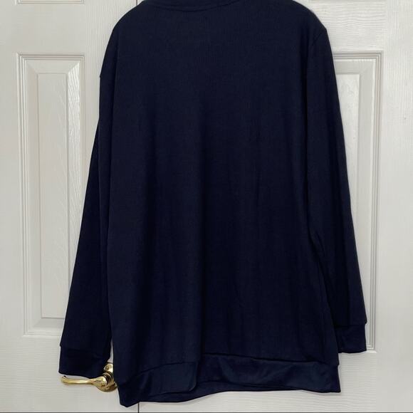 Marx & Dutch Men's Navy BLUE large oversized Shirt Pullover Long Sleeve - Picture 6 of 6